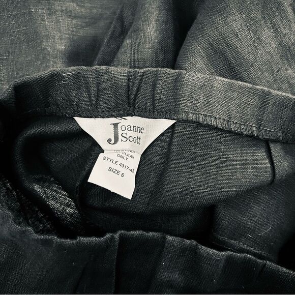 Vtg 90s High Rise 100% Linen Crisp Straight Leg Elastic Waist Flat Front Pant S - Picture 8 of 9